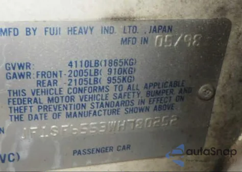 1998 Subaru Forester S z USA, uszkodzony, nr VIN JF1SF6553WH780252